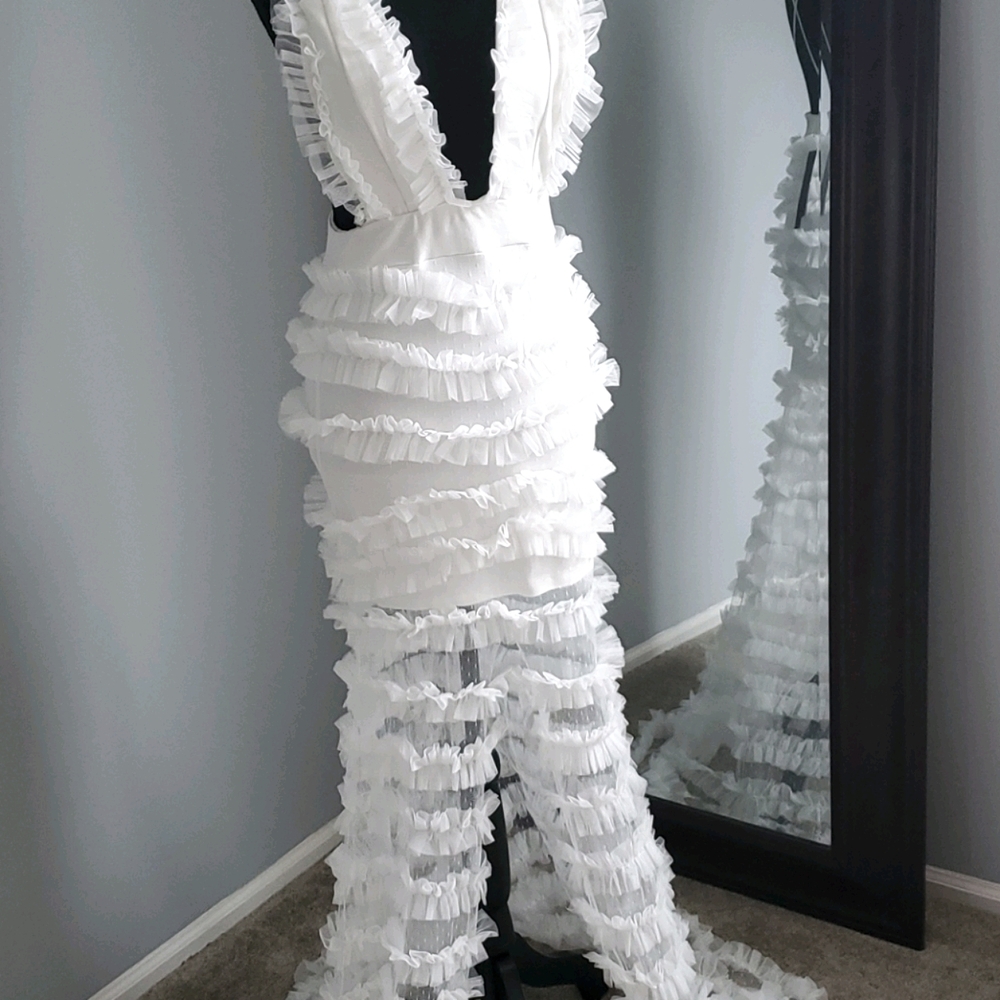 Off White Summer Ruffle Dress